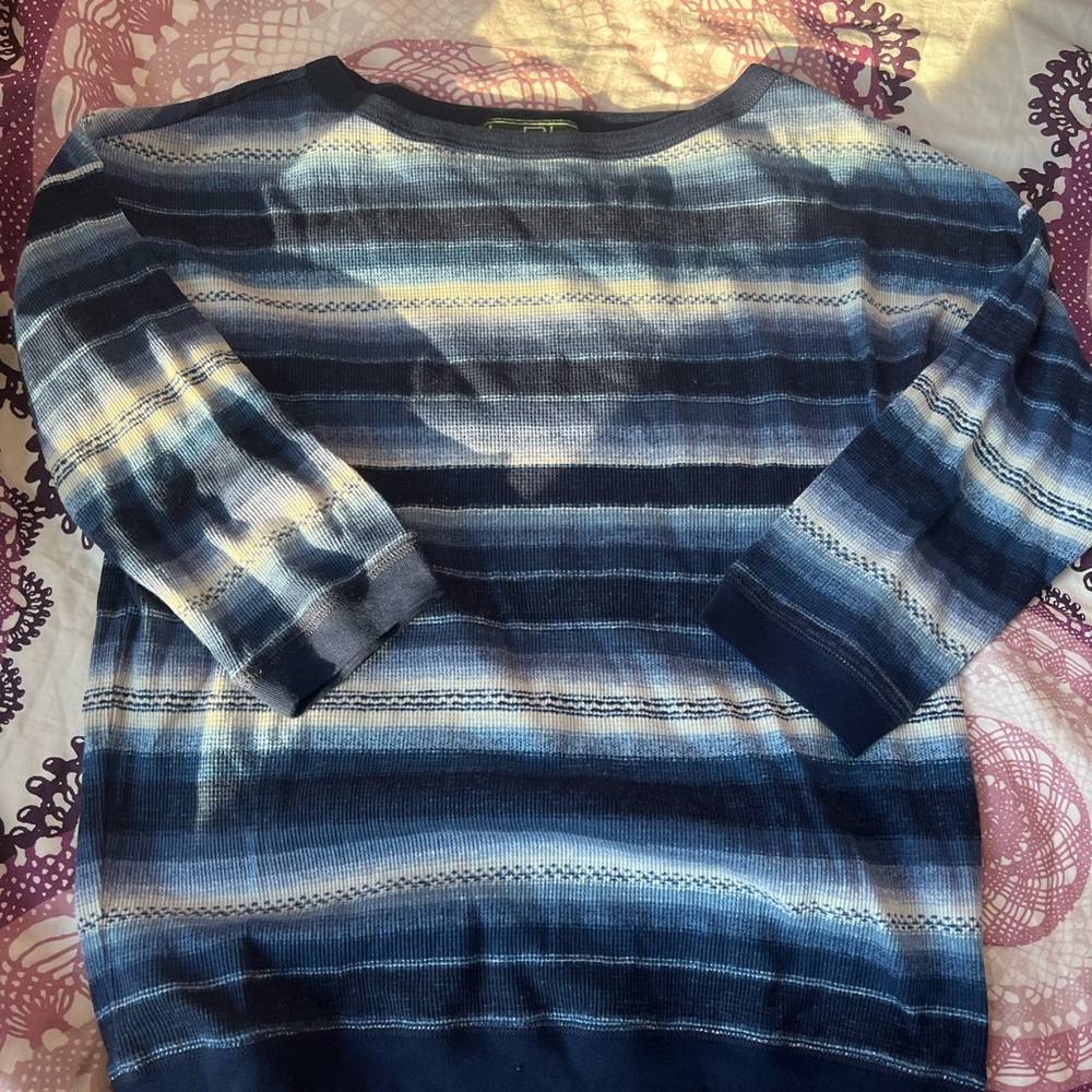 ralph lauren stripped 3/4 sleeve thin sweater
